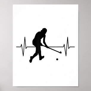 Hockey Ekg Linie Feldhockeyspieler Mit Feld Hoc Poster