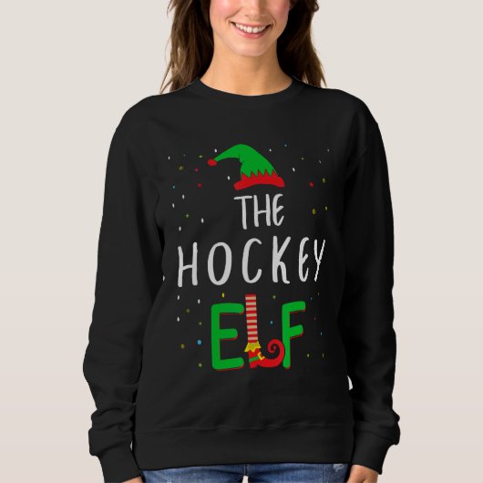 Hockey Elf Familie Matching Weihnachten Pjs Funny Sweatshirt (Vorderseite)