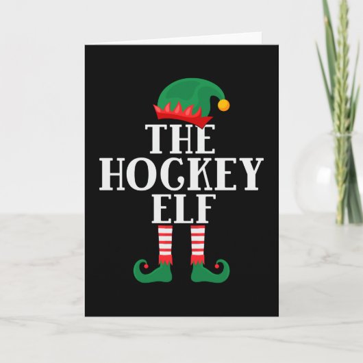 Hockey Elf Funny Weihnachten Karte (Vorderseite)