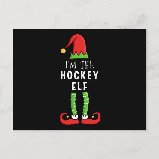 Hockey Elf Weihnachtsmatching Familiengeschenk Postkarte (Vorderseite)
