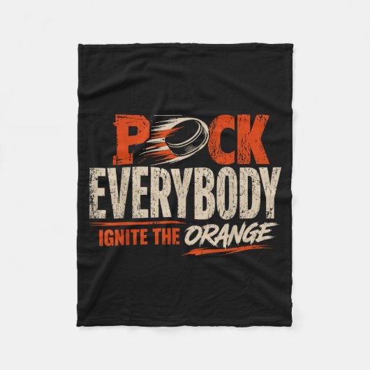 Hockey-Enforcer Orange 1 Fleecedecke (Vorderseite)
