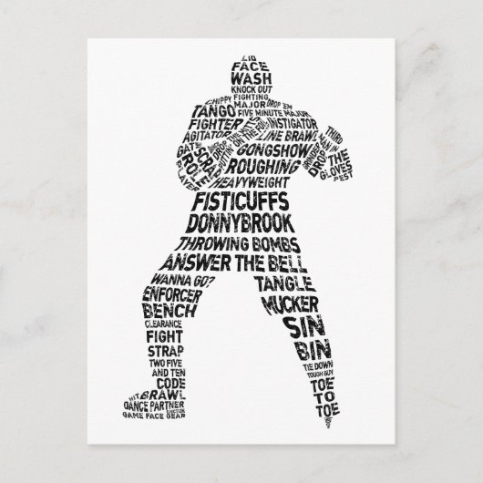 Hockey Enforcer Word Art Postkarte (Vorderseite)