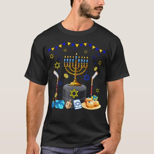 Hockey Equipment Player Loverhanukkah Jewish Menor T-Shirt (Vorderseite)