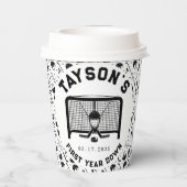 Hockey erstes Jahr ab 1. Geburtstag Pappbecher (Rückseite)