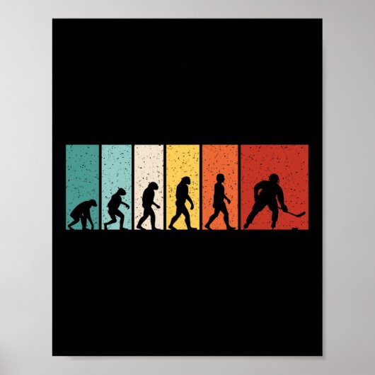 Hockey Evolution Retro Eishockeyspieler Männer Jun Poster (Vorne)