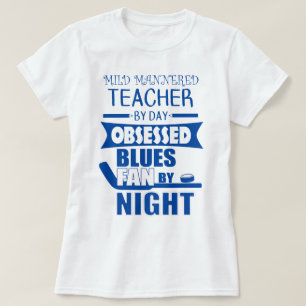 Hockey-Fan für die blaue und weiße Lehrerin T-Shirt