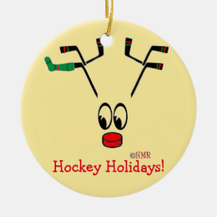 Hockey-Feiertags-Ren-Verzierung ~ Hockey-Mama! Keramikornament