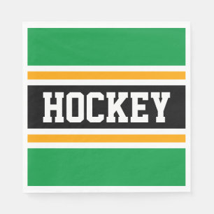 HOCKEY Fett Hellgrüne, schwarz-gelbe Streifen Serviette