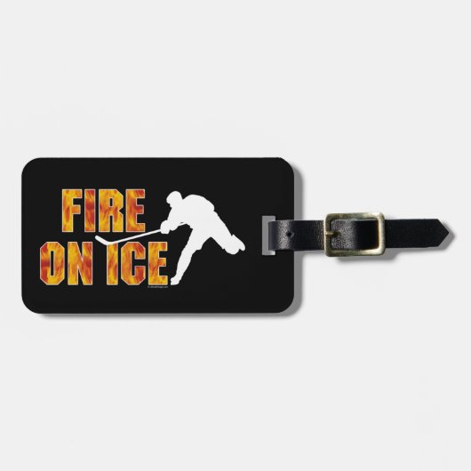 Hockey-Feuer auf Eis Gepäckanhänger (Vorderseite horizontal)