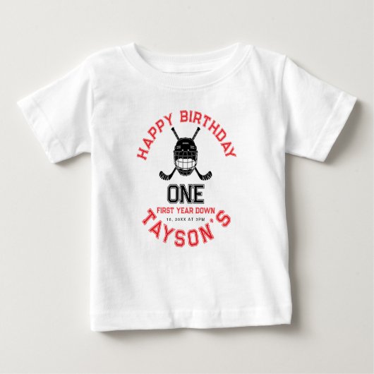 Hockey First Year Down 1st birthday Baby T-shirt (Vorderseite)