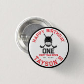 Hockey First Year Down 1st birthday  Button (Vorne & Hinten)