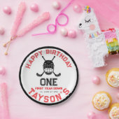 Hockey First Year Down 1st birthday Pappteller (Party)