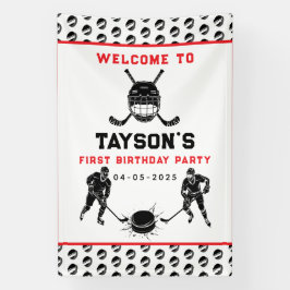Hockey First Year Down Foam Board – 1st Birthday  Banner
