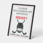 Hockey First Year Down Pedestation - 1. Geburtstag Sockelschild (Vorderseite)