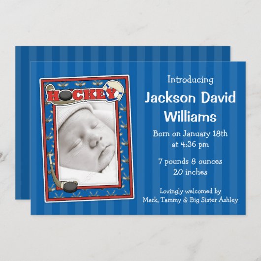 Hockey-Foto - Geburtsankündigung Ankündigung (Vorne/Hinten)