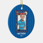 Hockey-Foto-Rahmen scherzt personalisiertes Keramik Ornament (Rechts)