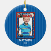 Hockey-Foto-Rahmen scherzt personalisiertes Keramik Ornament (Hinten)