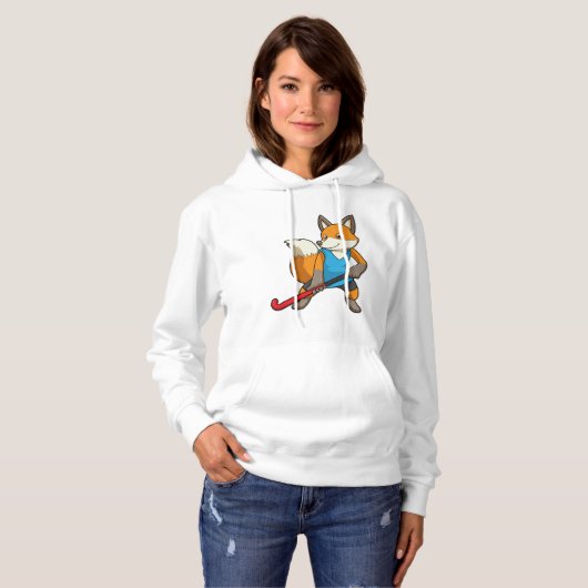 Hockey-Fox mit Hockey-Schläger Hoodie (Vorne ganz)