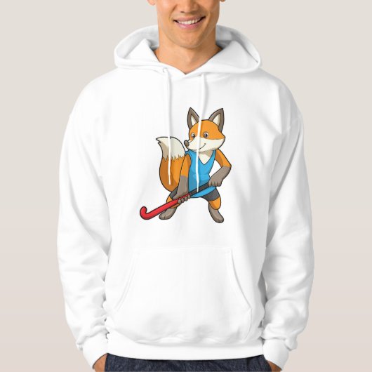 Hockey-Fox mit Hockey-Schläger Hoodie (Vorderseite)
