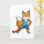 Hockey-Fox mit Hockey-Schläger Karte (Gelbe Blume)