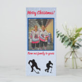 Hockey Frohe Weihnachten Vertikale Flachkarte (Stehend Vorderseite)