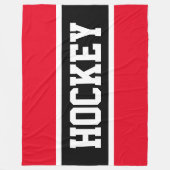 HOCKEY Fun Athletic Bright Red White Black Strips Fleecedecke (Vorderseite)