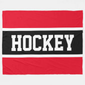 HOCKEY Fun Athletic Bright Red White Black Strips Fleecedecke (Vorderseite (Horizontal))