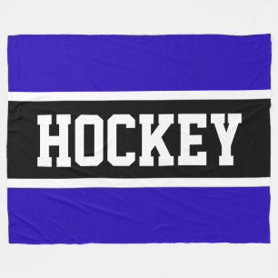 HOCKEY Fun Athletic Royal Blue Schwarz-weiß Stripe Fleecedecke