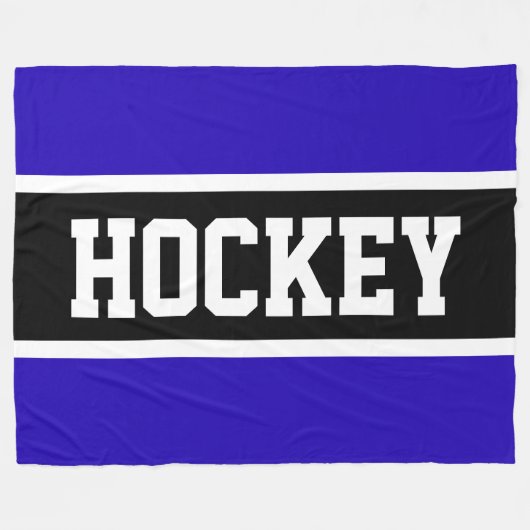 HOCKEY Fun Athletic Royal Blue Schwarz-weiß Stripe Fleecedecke (Vorderseite (Horizontal))