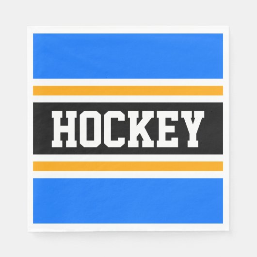 HOCKEY Fun Bold Bright Blue Black Yellow Stripes Serviette (Vorderseite)