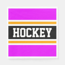 HOCKEY Fun Fett Hellrosa Gelbe Streifen Serviette