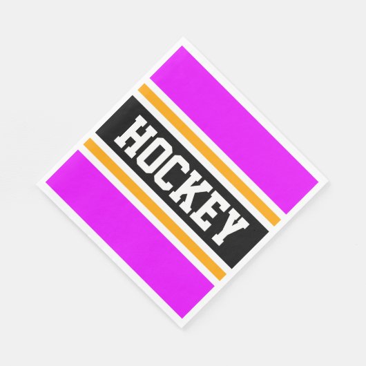 HOCKEY Fun Fett Hellrosa Gelbe Streifen Serviette (Ecke)