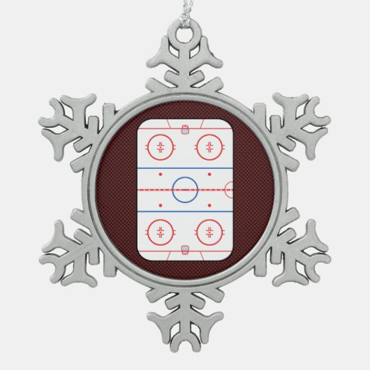 Hockey Game Companion Rink Diagramm Schneeflocken Zinn-Ornament (Vorderseite)