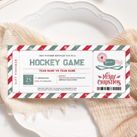 Hockey Game Weihnachtsgeschenk Ticket Einladung