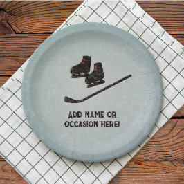 Hockey Gear - schwarz auf Eisgrau - männliche Feie Pappteller