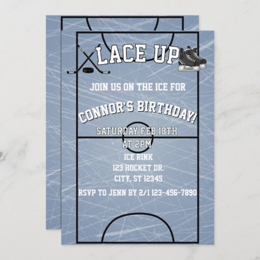 Hockey Geburtstag Einladung (Vorne/Hinten)