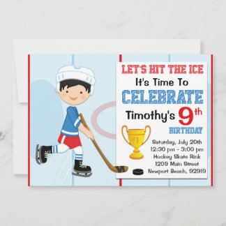 Hockey Geburtstagsparty Einladung Black Hair