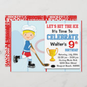 Hockey Geburtstagsparty Einladung Blonde Hair (Vorne/Hinten)