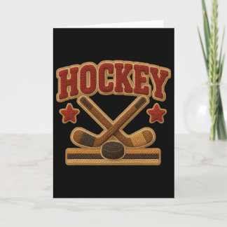Hockey gekreuzte Stöcke Retro Puck Spieler Trainer Karte
