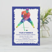 Hockey Geometrics Einladung (Stehend Vorderseite)