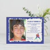 Hockey Geometrics Foto Einladung (Stehend Vorderseite)