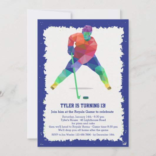 Hockey Geometrie Einladung (Vorderseite)