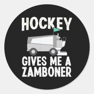 Hockey gibt mir ein Zamboner Hockey Spieler Winter Runder Aufkleber
