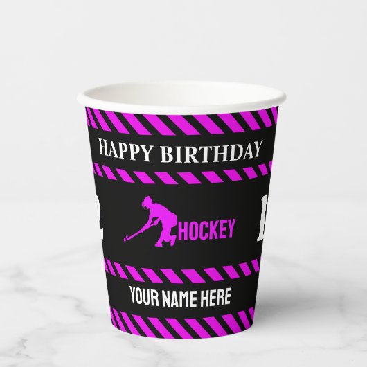 Hockey Girl Birthday, Hockey Player Gift Pappbecher (Vorderseite)