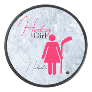 Hockey Girl Hot Pink Eishockey Puck
