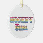 Hockey Girl Pastel Stripes Keramik Ornament (Rechts)