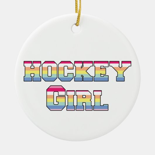 Hockey Girl Pastel Stripes Keramik Ornament (Vorne)
