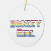 Hockey Girl Pastel Stripes Keramik Ornament (Links)