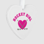 Hockey Girl Pink Heart Ornament (Vorderseite)
