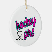 Hockey Girl Script Heart Keramik Ornament (Rechts)